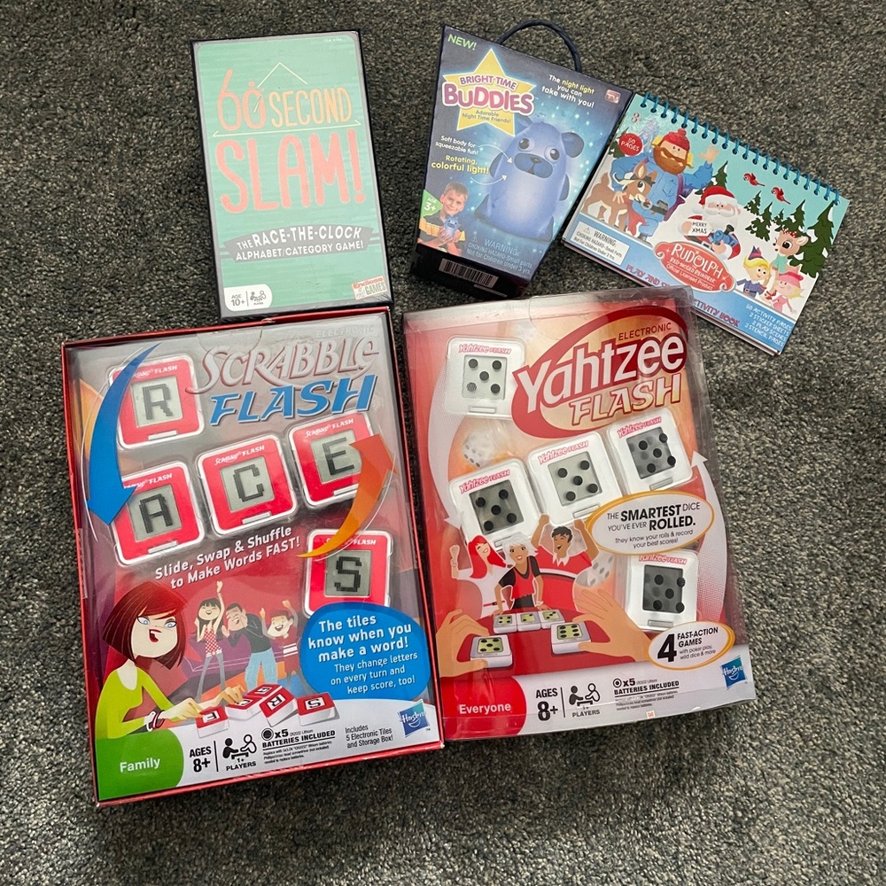 Family Game Night & Christmas Toy Bundle Scrabble Yahtzee & More